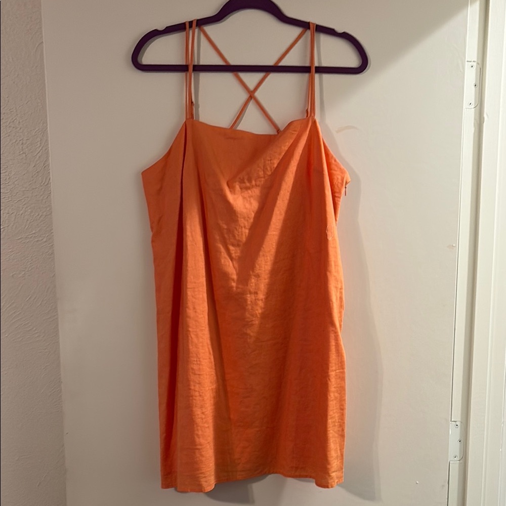 Orange Spaghetti Strap Slip Dress